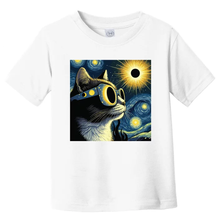 Funny Cat With Solar Eclipse Sunglasses Toddler T-Shirt