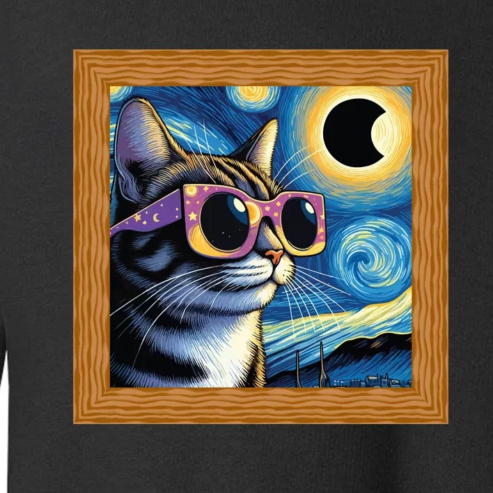 Funny Cat Wearing Solar Eclipse Glasses Toddler Sweatshirt