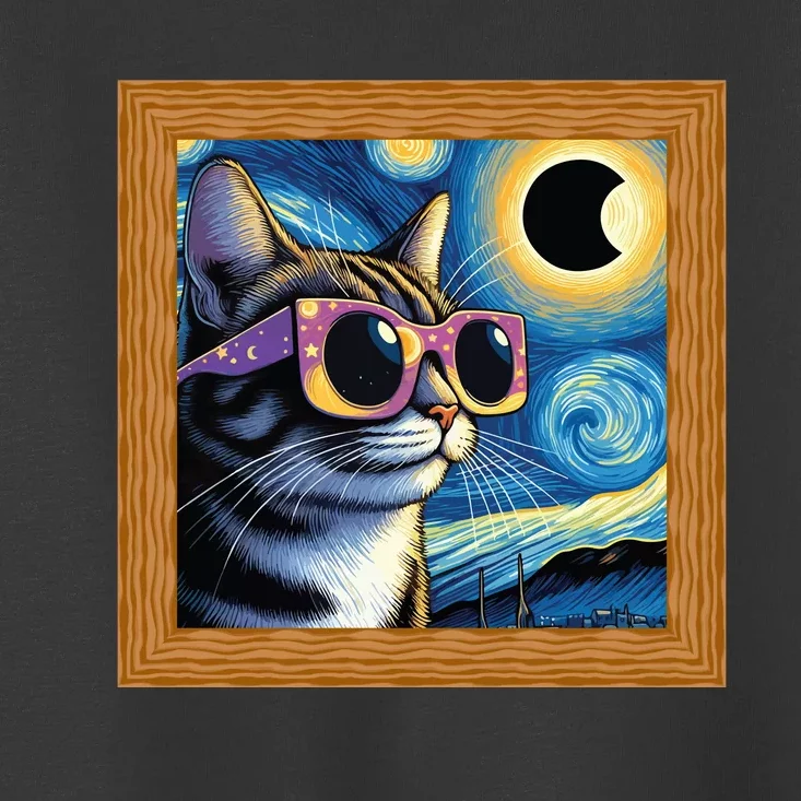 Funny Cat Wearing Solar Eclipse Glasses Toddler T-Shirt