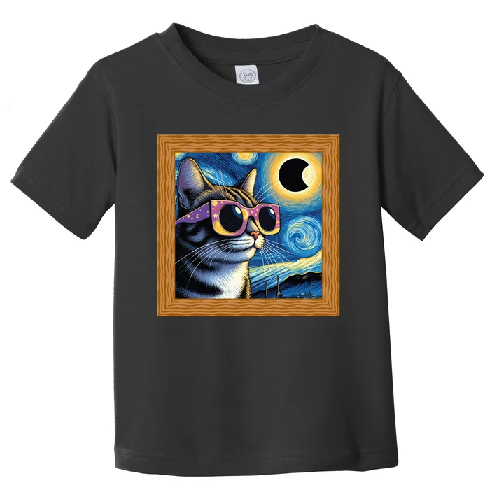 Funny Cat Wearing Solar Eclipse Glasses Toddler T-Shirt