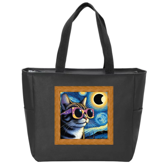 Funny Cat Wearing Solar Eclipse Glasses Zip Tote Bag