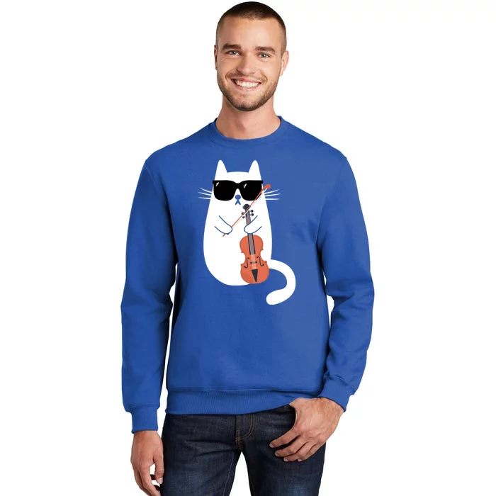 Funny Cat Wearing Sunglasses Playing Violin Viola Musician Gift Sweatshirt