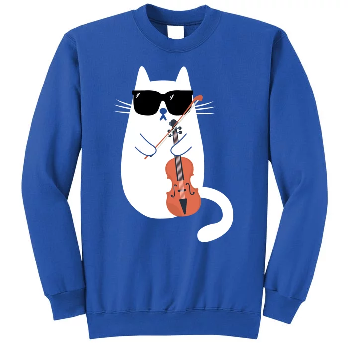 Funny Cat Wearing Sunglasses Playing Violin Viola Musician Gift Sweatshirt