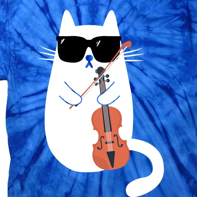 Funny Cat Wearing Sunglasses Playing Violin Viola Musician Gift Tie-Dye T-Shirt