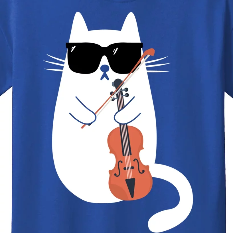 Funny Cat Wearing Sunglasses Playing Violin Viola Musician Gift Kids T-Shirt