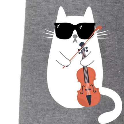 Funny Cat Wearing Sunglasses Playing Violin Viola Musician Gift Doggie 3-End Fleece Hoodie