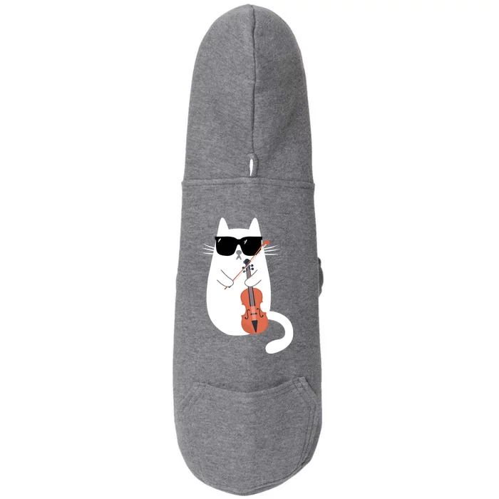 Funny Cat Wearing Sunglasses Playing Violin Viola Musician Gift Doggie 3-End Fleece Hoodie