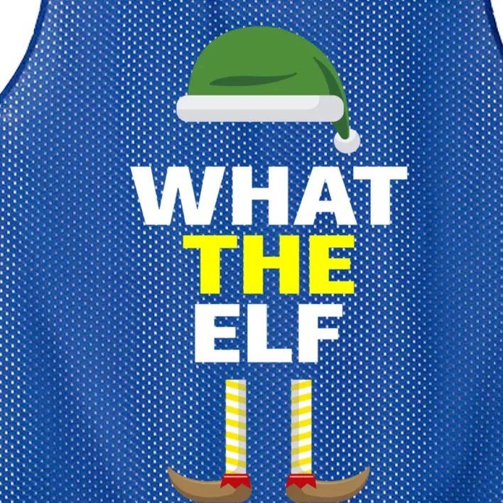 Funny Christmas What The Elf Distressed Gift Mesh Reversible Basketball Jersey Tank