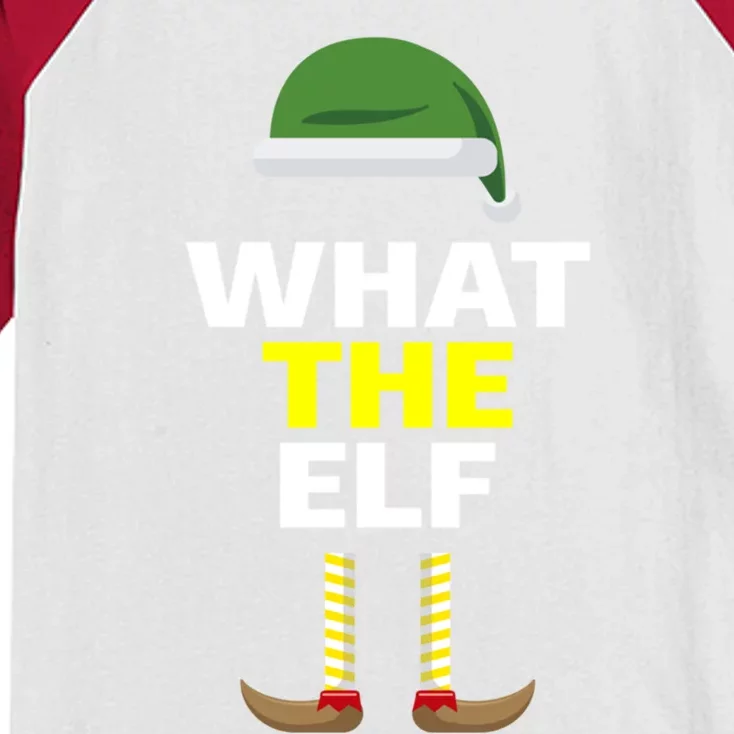 Funny Christmas What The Elf Distressed Gift Kids Colorblock Raglan Jersey