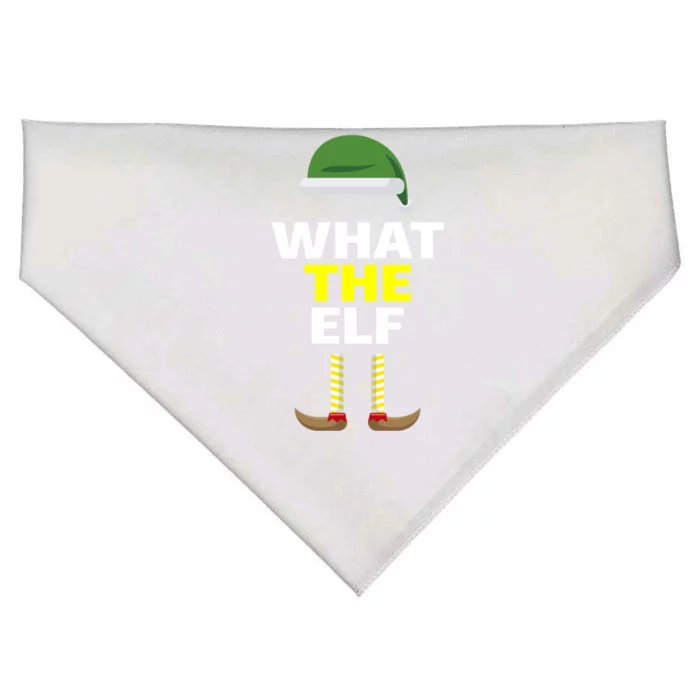 Funny Christmas What The Elf Distressed Gift USA-Made Doggie Bandana