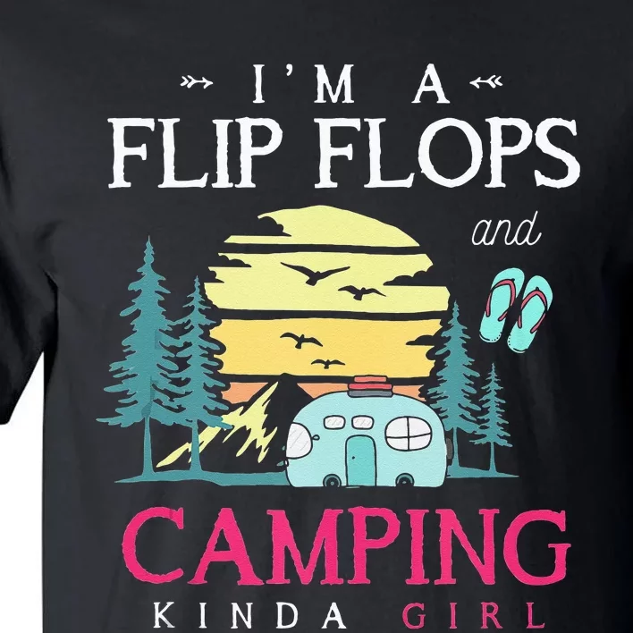 Funny Camper Women Camp Flip Flops Retro Camping Tall T-Shirt