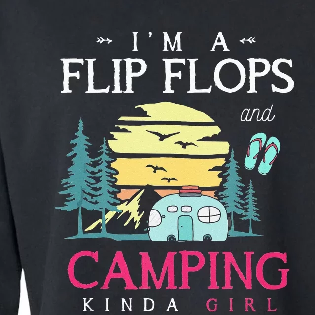 Funny Camper Women Camp Flip Flops Retro Camping Cropped Pullover Crew