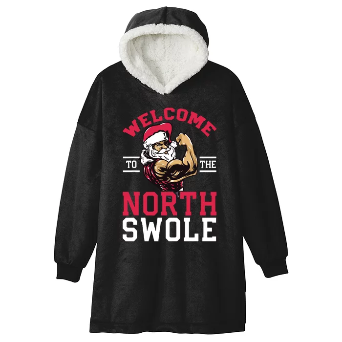 Funny Christmas Weightlifting Workout North Swole Hooded Wearable Blanket