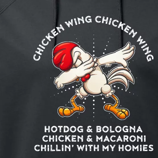 Funny Chicken Wing Song Lyric Hot Dog Bologna Macaroni Performance Fleece Hoodie