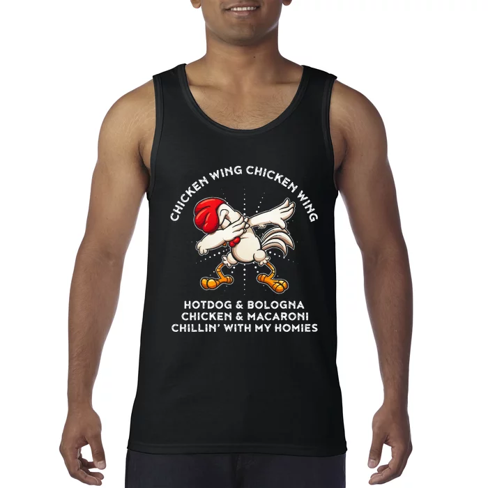 Funny Chicken Wing Song Lyric Hot Dog Bologna Macaroni Tank Top