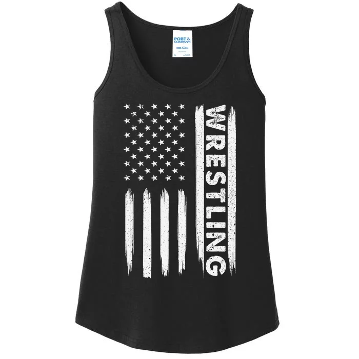 Funny Cool Wrestling USA Design  Wrestling Coach Ladies Essential Tank