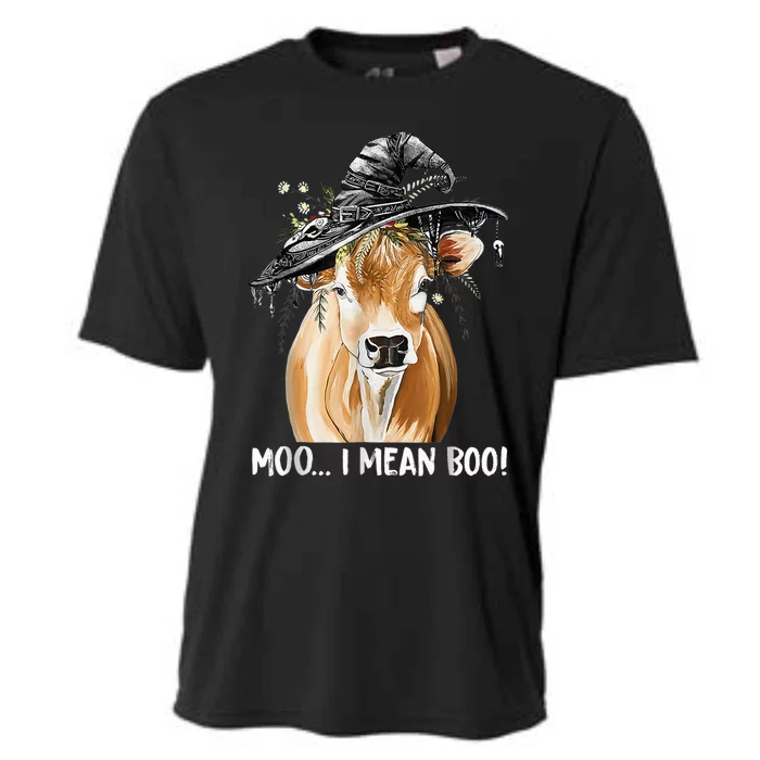 Funny Cow Witch Halloween Moo I Mean Boo Cooling Performance Crew T-Shirt