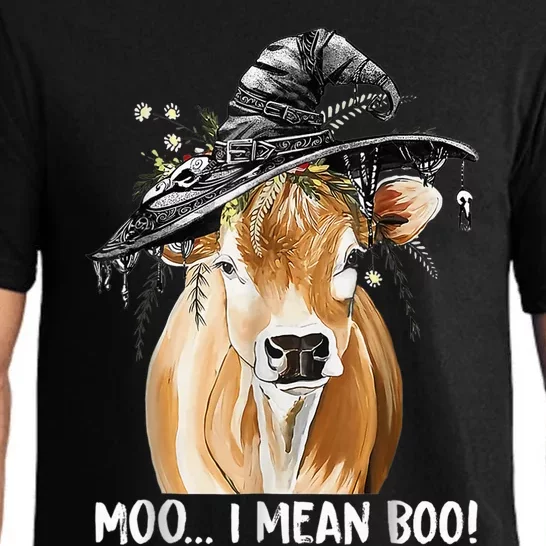 Funny Cow Witch Halloween Moo I Mean Boo Pajama Set