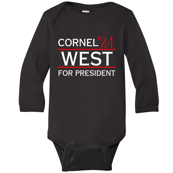 Funny Cornel West For President 2024 Baby Long Sleeve Bodysuit