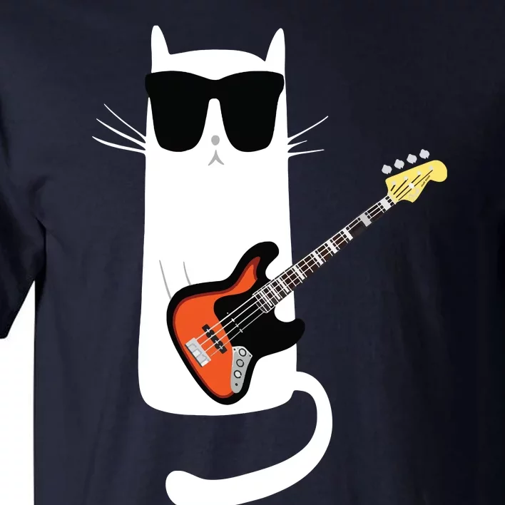 Funny Cat Wearing Sunglasses Playing Bass Guitar Tall T-Shirt