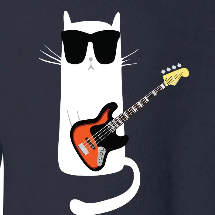 Funny Cat Wearing Sunglasses Playing Bass Guitar Toddler Sweatshirt