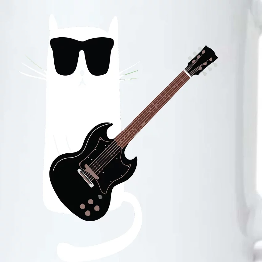 Funny Cat Wearing Sunglasses Playing Electric Guitar Black Color Changing Mug