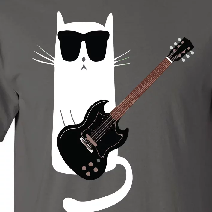 Funny Cat Wearing Sunglasses Playing Electric Guitar Tall T-Shirt