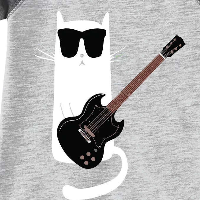 Funny Cat Wearing Sunglasses Playing Electric Guitar Infant Baby Jersey Bodysuit