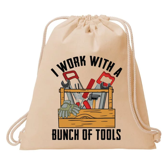 Funny Construction Worker Gift Carpenter Woodworker Handyman Drawstring Bag