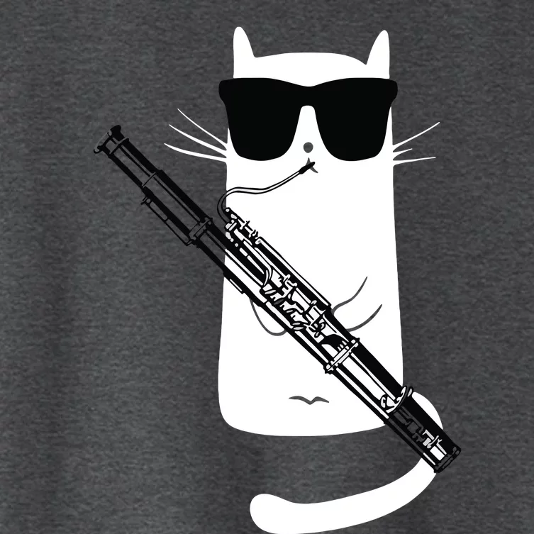 Funny Cat Wearing Sunglasses Playing Bassoon Women's Crop Top Tee