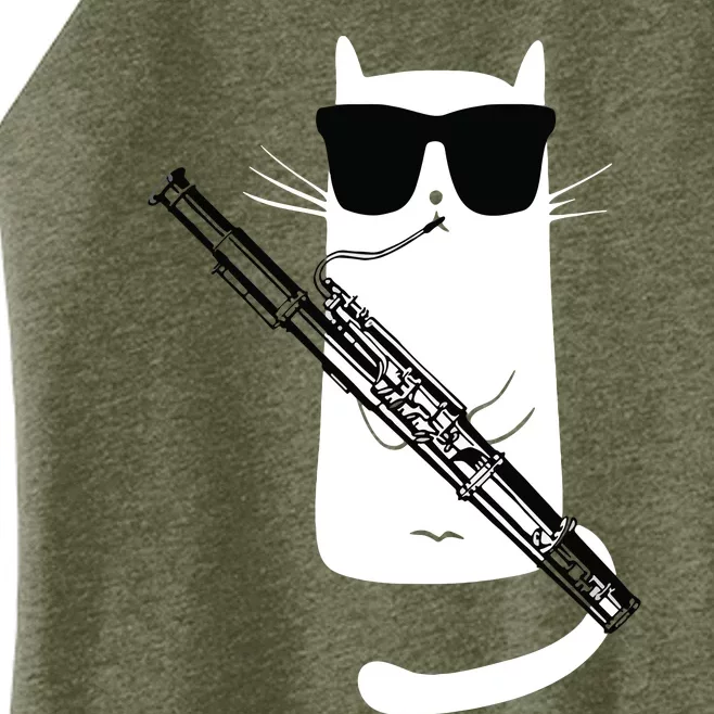 Funny Cat Wearing Sunglasses Playing Bassoon Women’s Perfect Tri Rocker Tank