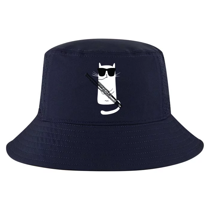 Funny Cat Wearing Sunglasses Playing Bassoon Cool Comfort Performance Bucket Hat