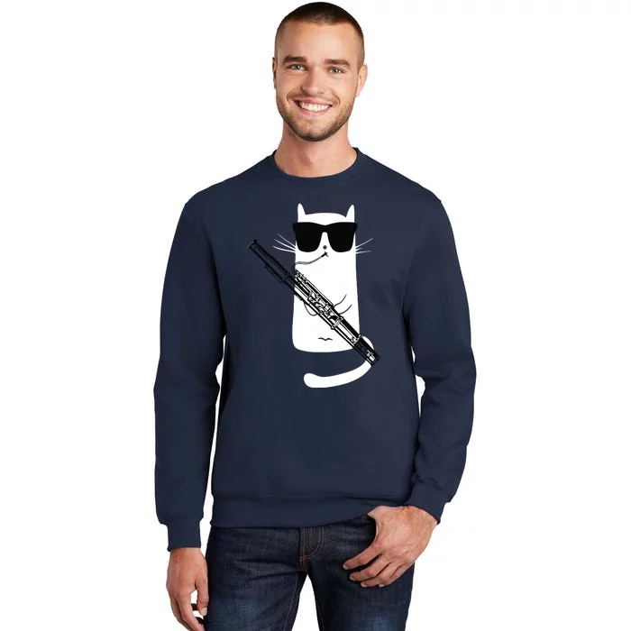 Funny Cat Wearing Sunglasses Playing Bassoon Sweatshirt