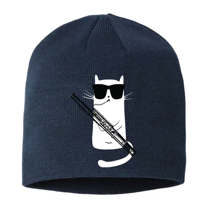 Funny Cat Wearing Sunglasses Playing Bassoon 8 1/2in Sustainable Knit Beanie