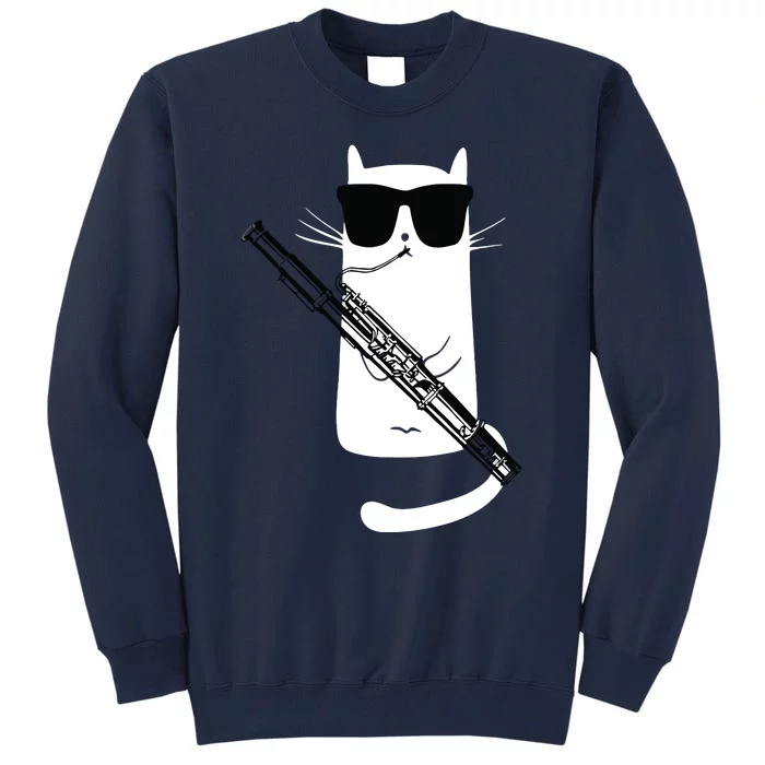 Funny Cat Wearing Sunglasses Playing Bassoon Tall Sweatshirt