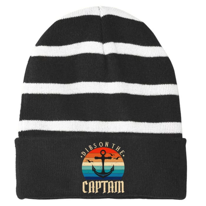 Funny Captain Wife Dibs on the Captain Striped Beanie with Solid Band