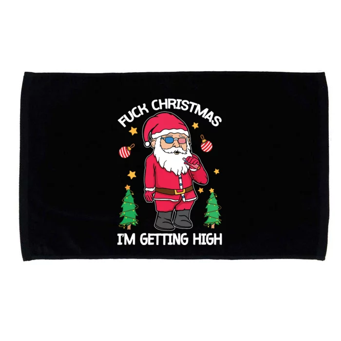 Fuck Christmas Weed Smoking American Gnome Sarcastic Xmas Microfiber Hand Towel