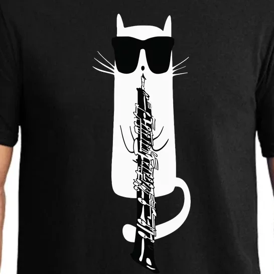 Funny Cat Wearing Sunglasses Playing Oboe Pajama Set