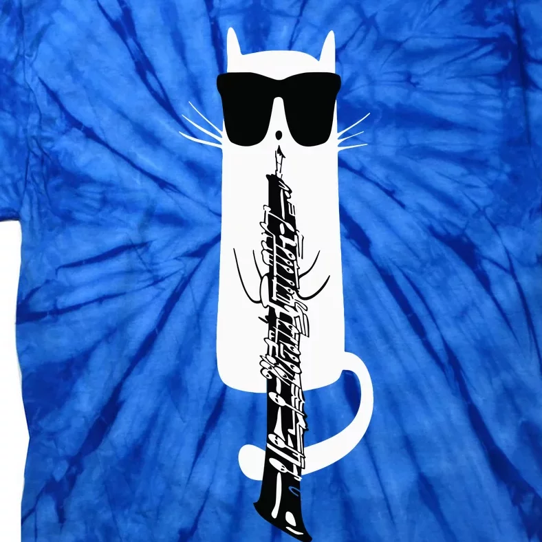 Funny Cat Wearing Sunglasses Playing Oboe Tie-Dye T-Shirt