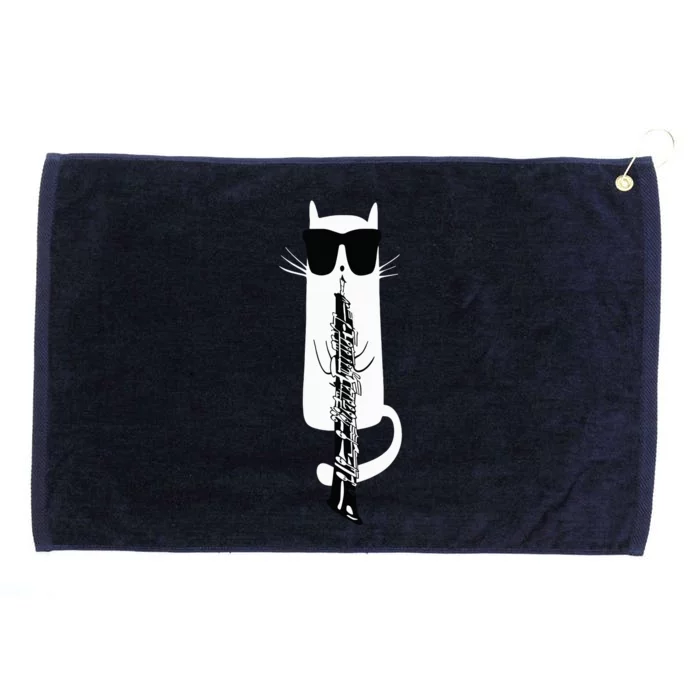 Funny Cat Wearing Sunglasses Playing Oboe Grommeted Golf Towel