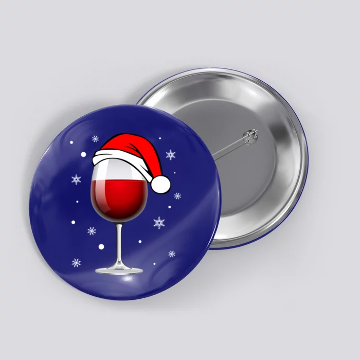 Funny Christmas Wine Glass Santa Hat Holiday For Wine Lovers Cute Gift Button