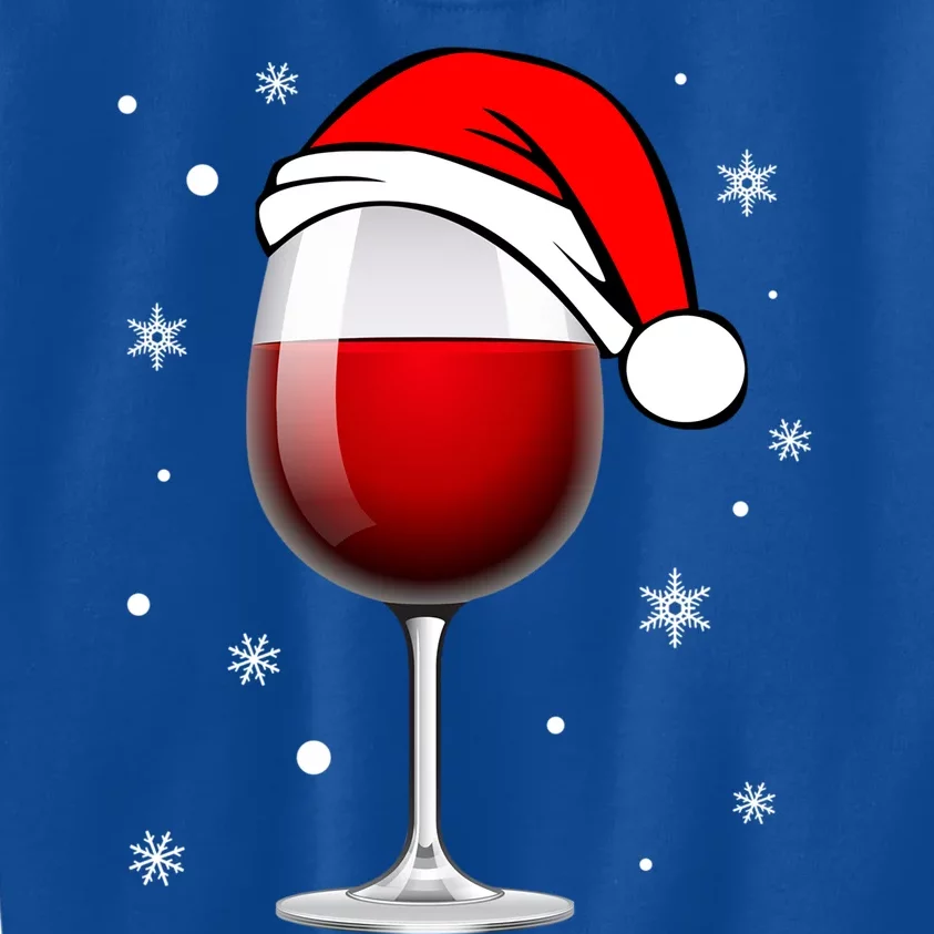 Funny Christmas Wine Glass Santa Hat Holiday For Wine Lovers Cute Gift Kids Sweatshirt