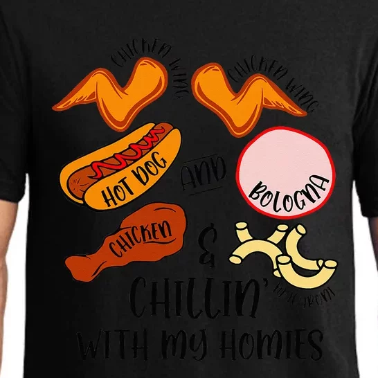 Funny Chicken Wing Song Lyric Hot Dog Bologna Macaroni Pajama Set