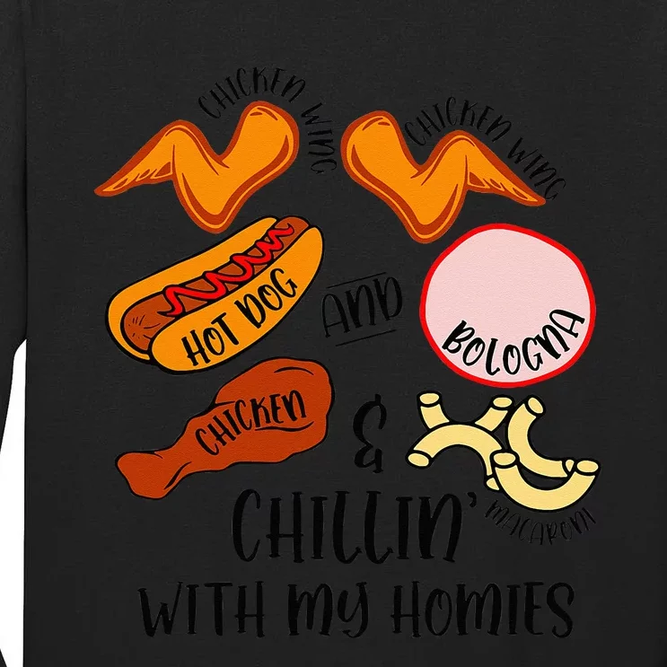 Funny Chicken Wing Song Lyric Hot Dog Bologna Macaroni Tall Long Sleeve T-Shirt