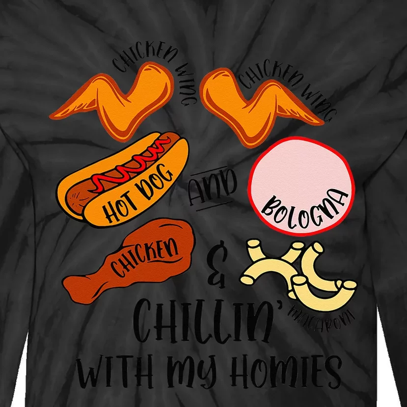 Funny Chicken Wing Song Lyric Hot Dog Bologna Macaroni Tie-Dye Long Sleeve Shirt