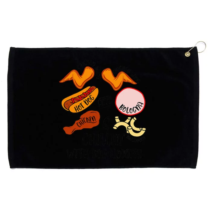 Funny Chicken Wing Song Lyric Hot Dog Bologna Macaroni Grommeted Golf Towel