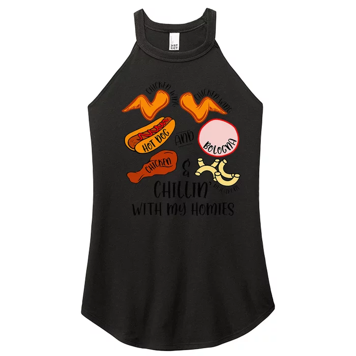 Funny Chicken Wing Song Lyric Hot Dog Bologna Macaroni Women’s Perfect Tri Rocker Tank