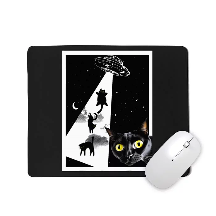 Funny Cats With Alien UFO Spaceship. Funny Cat Lovers Mousepad