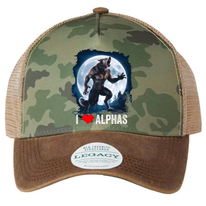 Funny Cringe Werewolf Wolf Meme I Heart Alphas I Love Alphas Legacy Tie Dye Trucker Hat