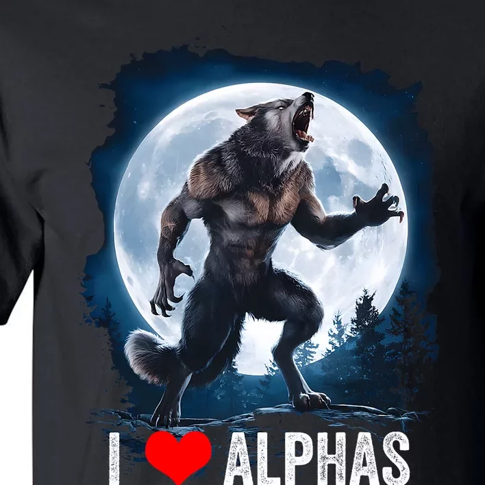 Funny Cringe Werewolf Wolf Meme I Heart Alphas I Love Alphas Tall T-Shirt